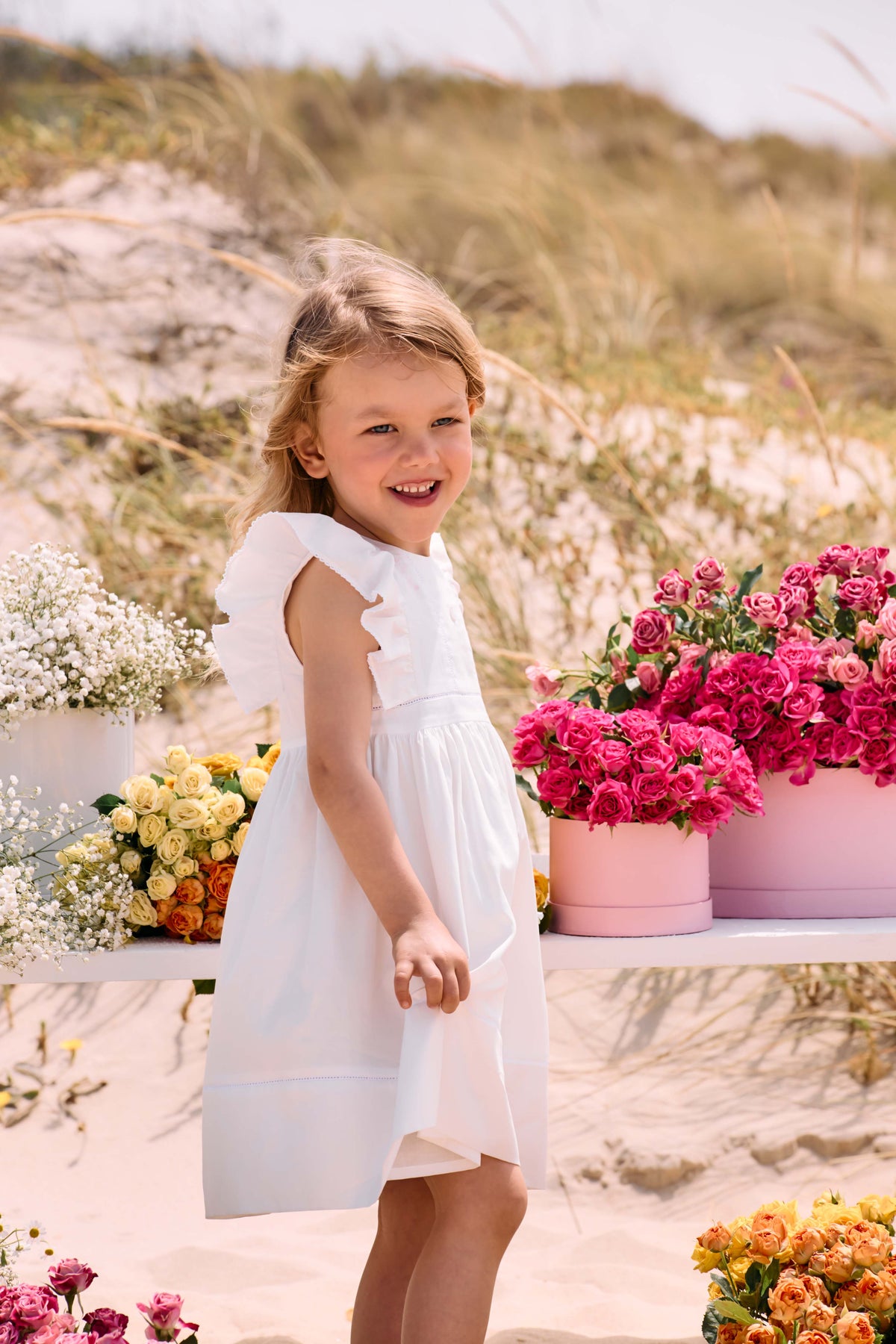 Girl White Woven Dress