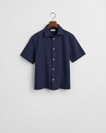 Cotton Linen Short-Sleeve Shirt Navy