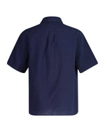 Cotton Linen Short-Sleeve Shirt Navy