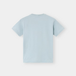 A light blue short-sleeve t-shirt shown from the back.