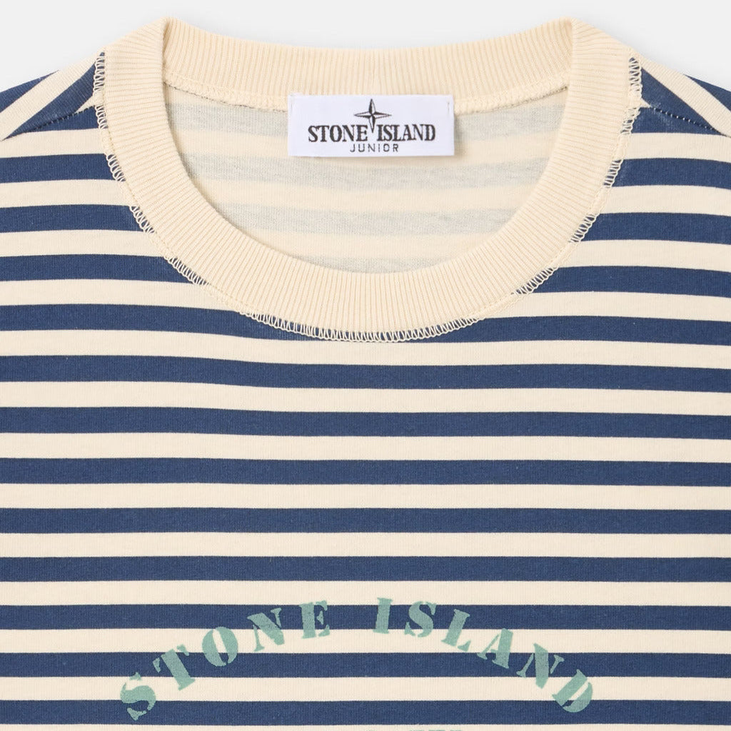 Stone Island Navy & Beige Striped T-Shirt | Casa Childrenswear