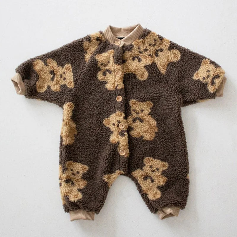 Bear Brown Fleece Romper