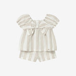 Mayoral Hazelnut Striped Shirt and Short Set | Casa Childrenswear