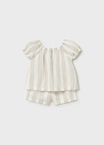 Mayoral Hazelnut Striped Shirt and Short Set | Casa Childrenswear