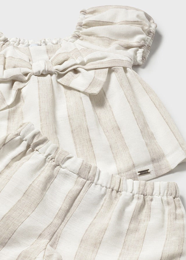 Mayoral Hazelnut Striped Shirt and Short Set | Casa Childrenswear