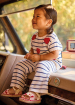 Mayoral Blue & White Stripe with Heart Knit and Trouser Set | Casa Childrenswear