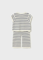 Mayoral Blue & White Stripe with Heart Knit and Trouser Set | Casa Childrenswear