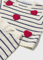 Mayoral Blue & White Stripe with Heart Knit and Trouser Set | Casa Childrenswear
