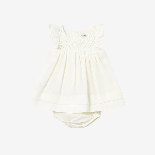Mayoral Baby Girls Cream Dress with Pants | Casa Childrenswear