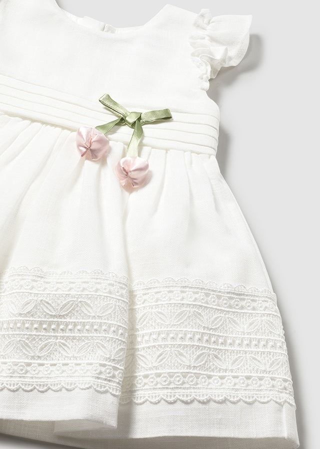 Mayoral Natural Dress with Lace Trim | Casa Childrenswear