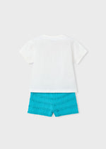 Mayoral Pacific Blue Knitted Short Set | Casa Childrenswear