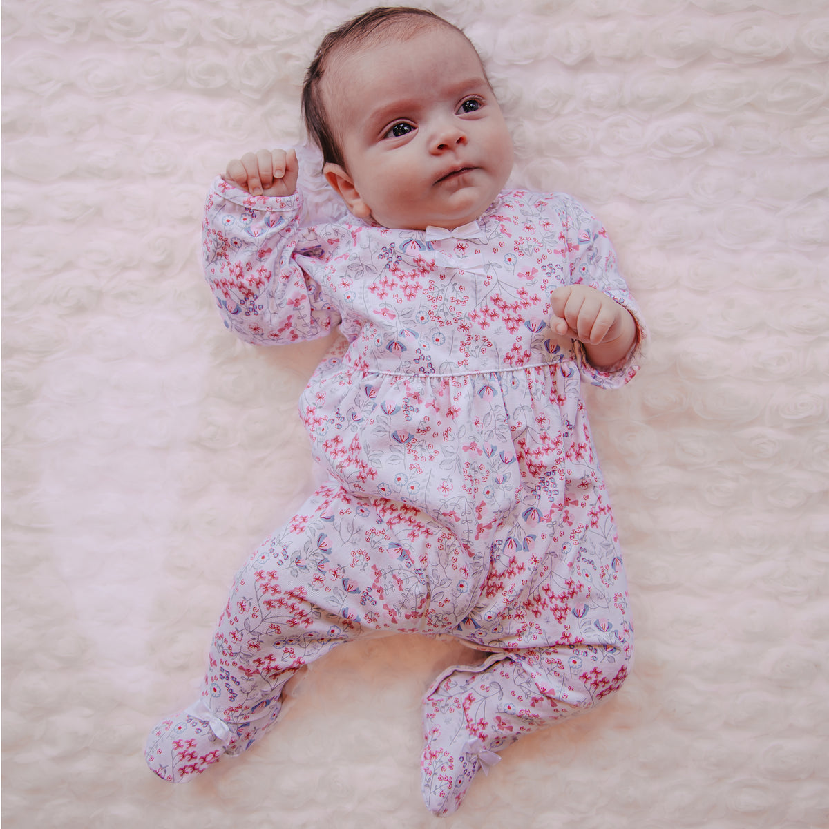 Emile et Rose Lacey Pink FloralBabygrow with Hairband | Casa Childrenswear