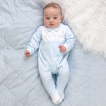 Emile et Rose Monty Blue Velour Babygrow | Casa Childrenswear