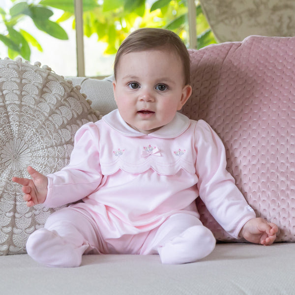 Emile et Rose Matilda Pink Scalloped Babygrow | Casa Childrenswear