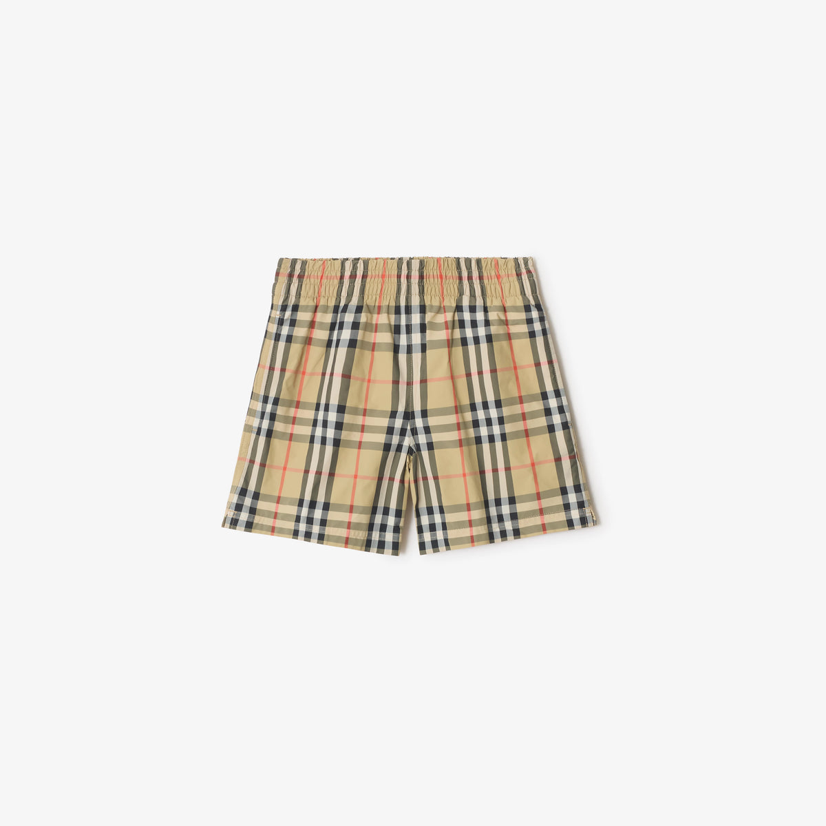 Boys Beige Check Swim Shorts