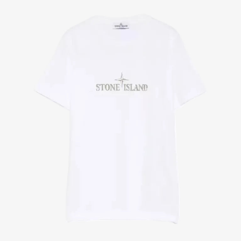 Boys White Print T-Shirt