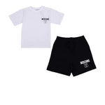 Boys White & Black Logo Shorts & T-Shirt Set