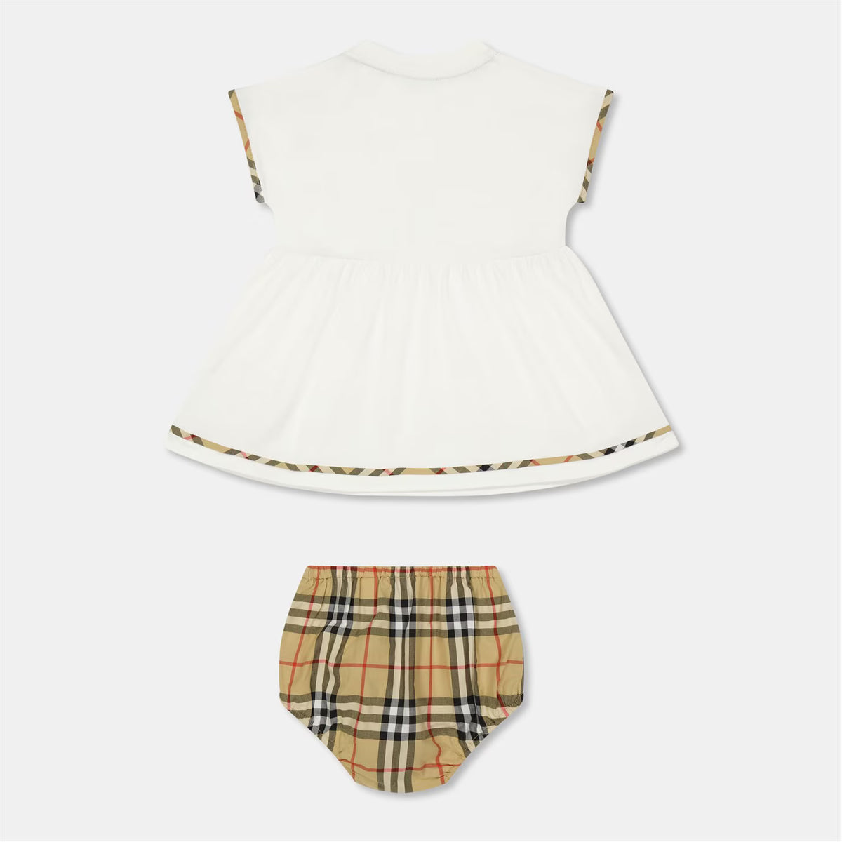 Burberry Baby Girls White Check Trim Dress | Casa Childrenswear