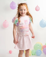 Caramelo Girls Tulle Jersey Graphic Dress | Casa Childrenswear