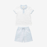 Caramelo Boys Blue Pique Polo and Short Set | Casa Childrenswear