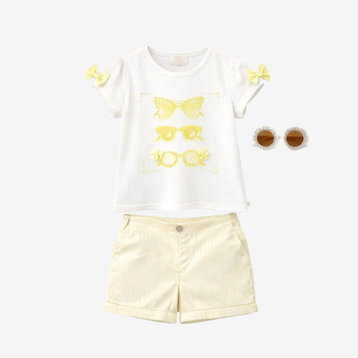 Caramelo Girls Yellow Sunglasses Short Set | Casa Childrenswear