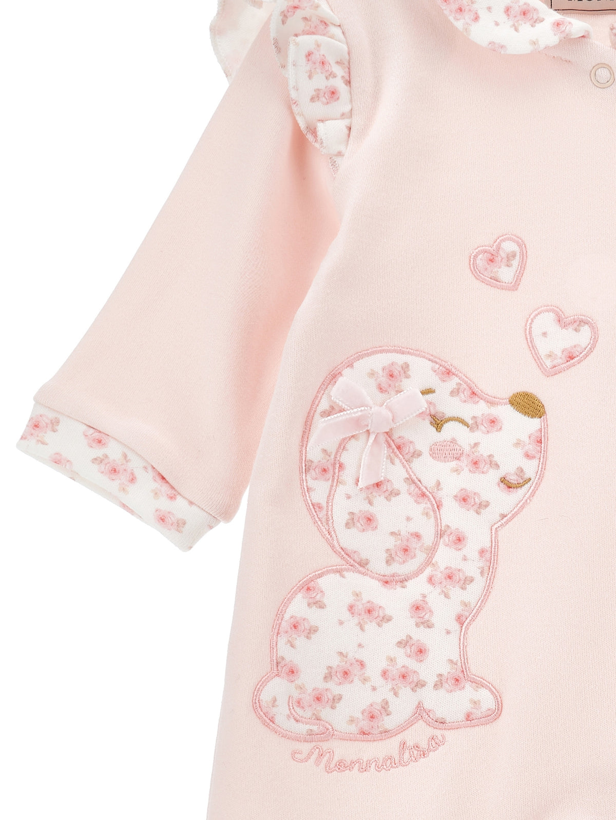 Pink Teddy Doggy Print Romper