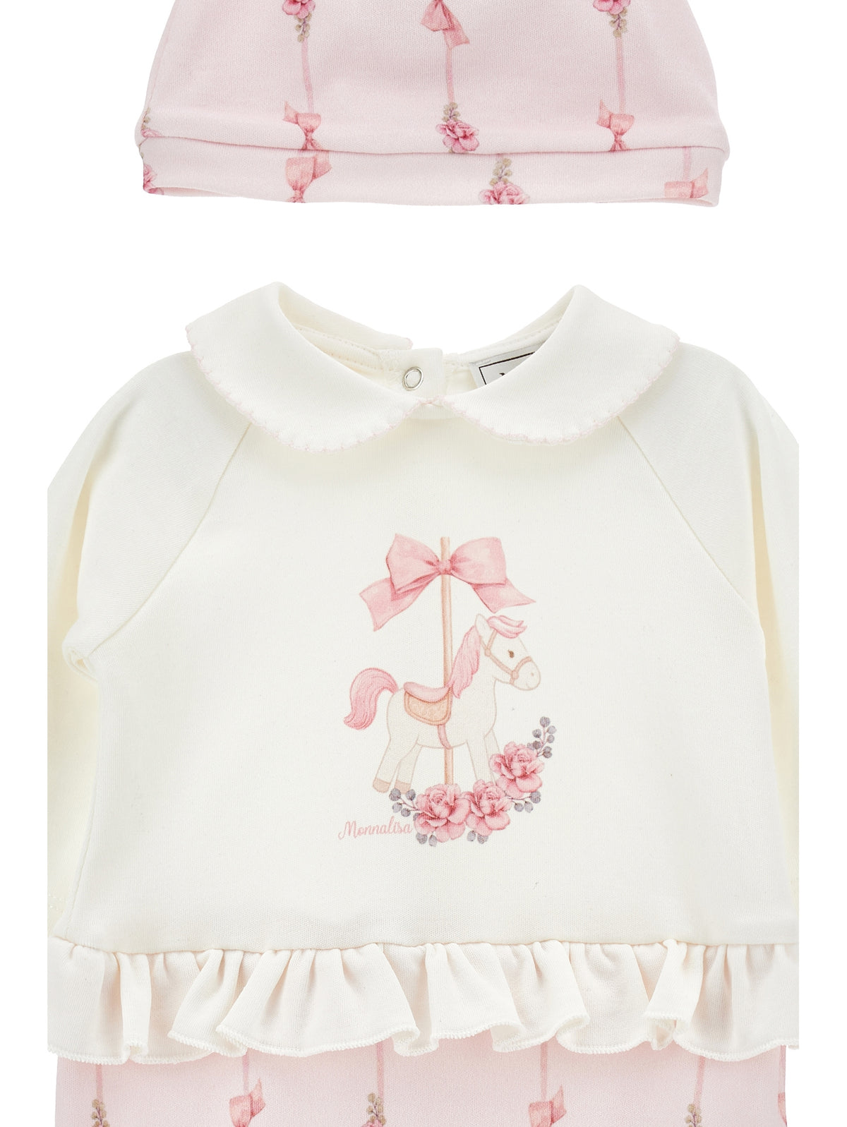 Baby Girls Pink & White Babygrow with Hat