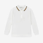 Boys Long Sleeve White Polo