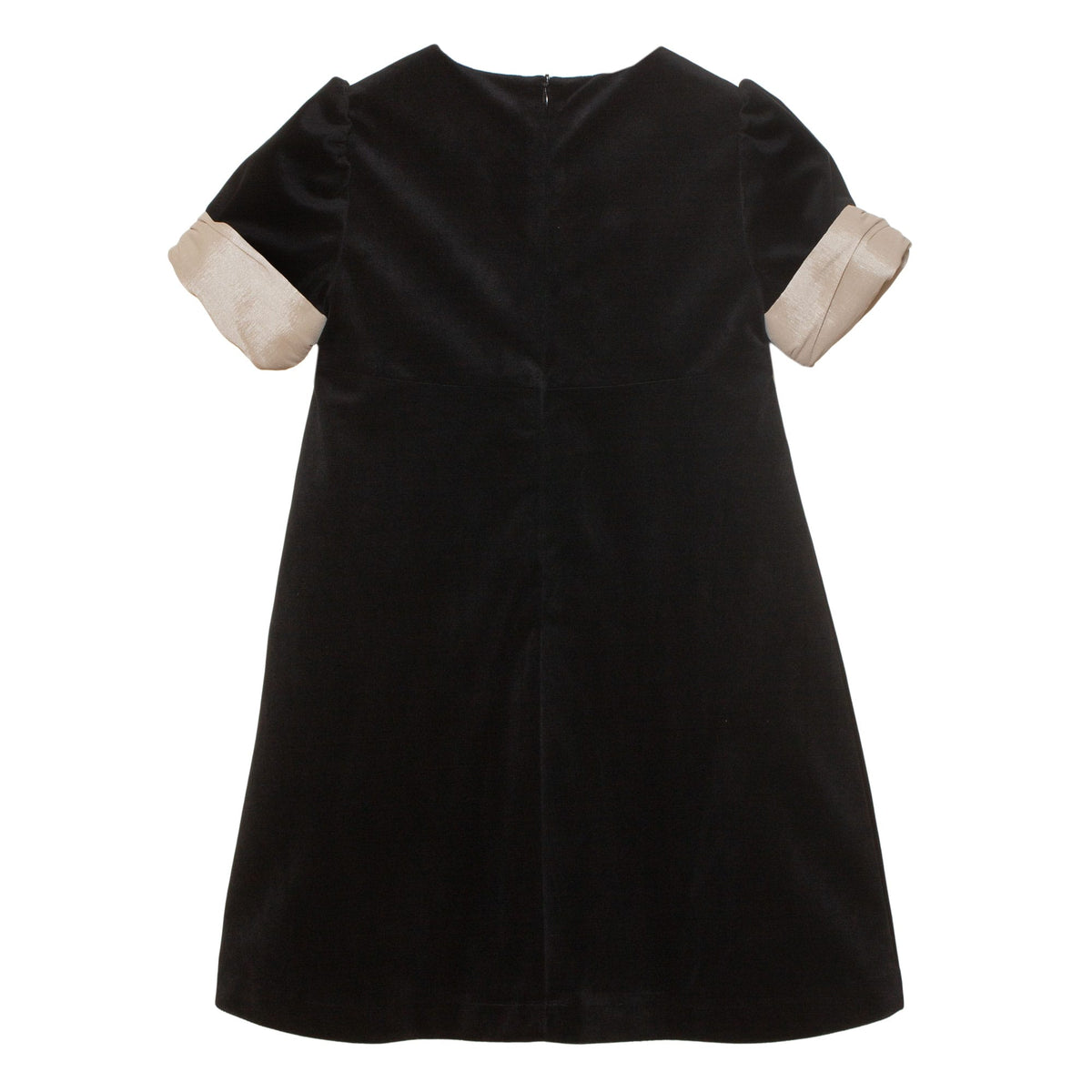Girls Black Woven Dress with Bow