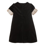 Girls Black Woven Dress with Bow