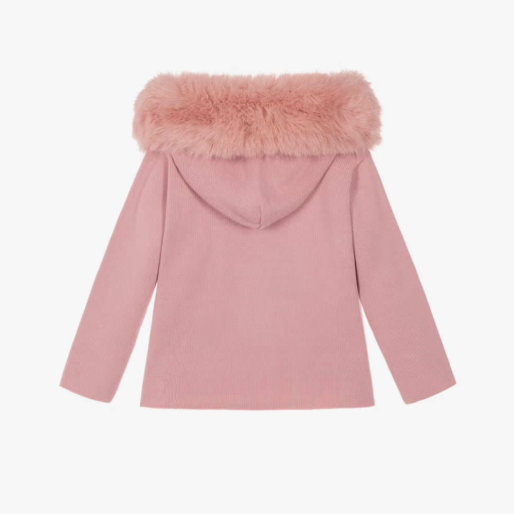 Girls Pink Faux Fur Jacket