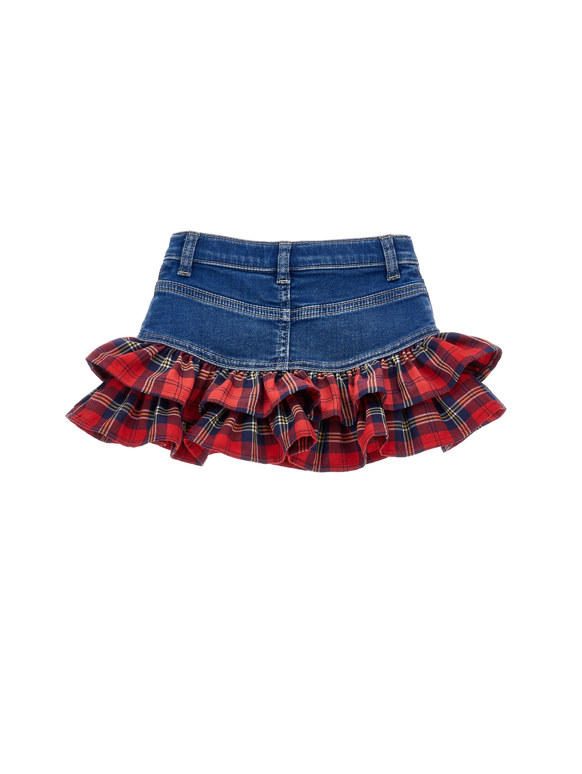 Baby Denim Skirt with Red Rouche