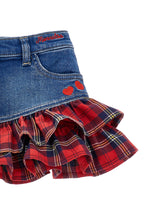 Baby Denim Skirt with Red Rouche