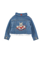 Monnalisa Girls Denim Jacket with Frill Trim and Winnie Embroidery | Casa Childrenswear