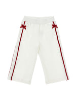Girls White Bow Joggers