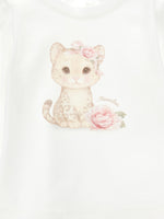 Girls White Kitten Top