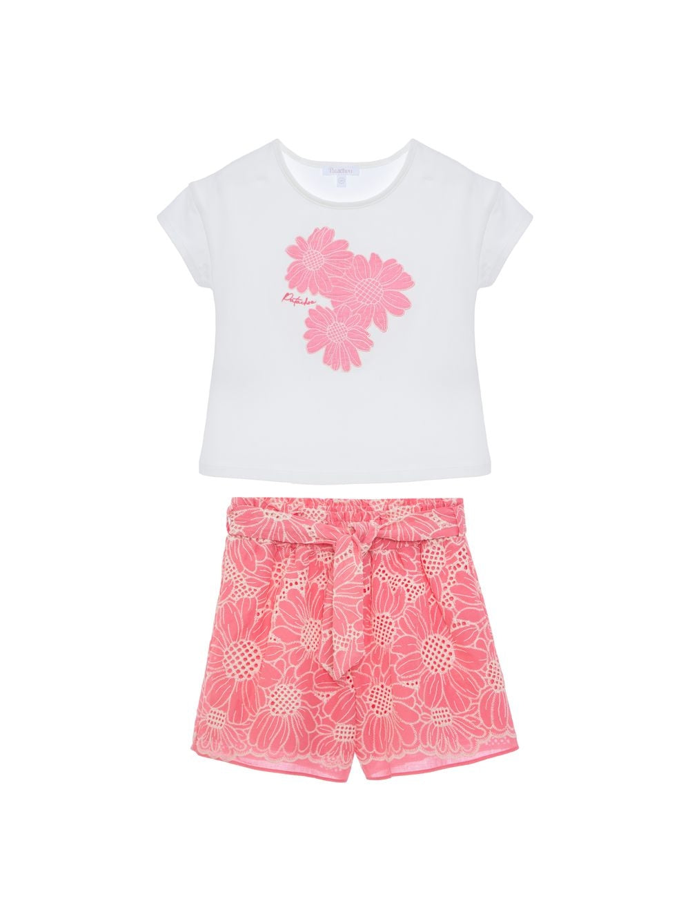 Girls Knit Flower Short Set