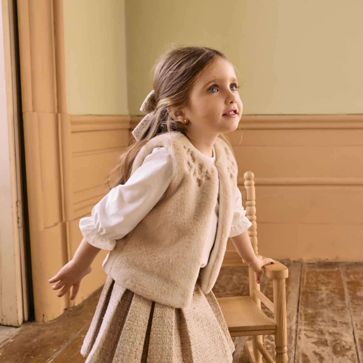 Patachou Beige Woven Vest | Casa Childrenswear