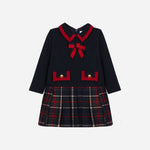 Check Knit Dress with Bow