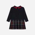 Check Knit Dress with Bow