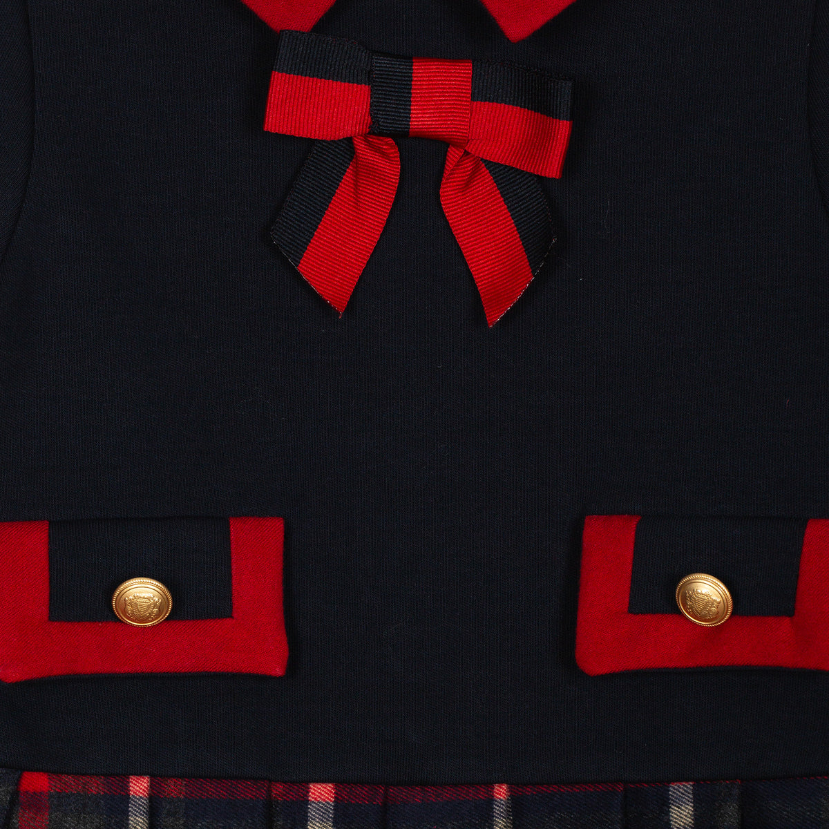 Check Knit Dress with Bow