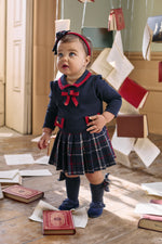 Check Knit Dress with Bow