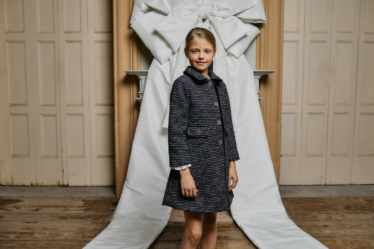 Patachou Black Woven Coat | Casa Childrenswear