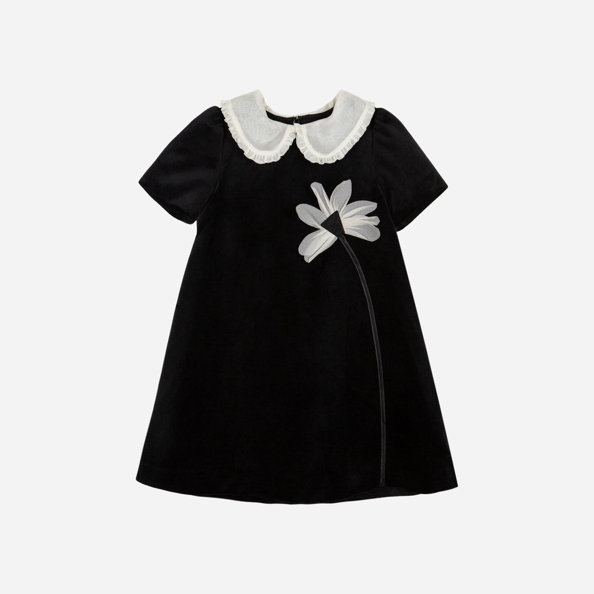 Black Woven Flower Dress