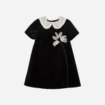 Black Woven Flower Dress
