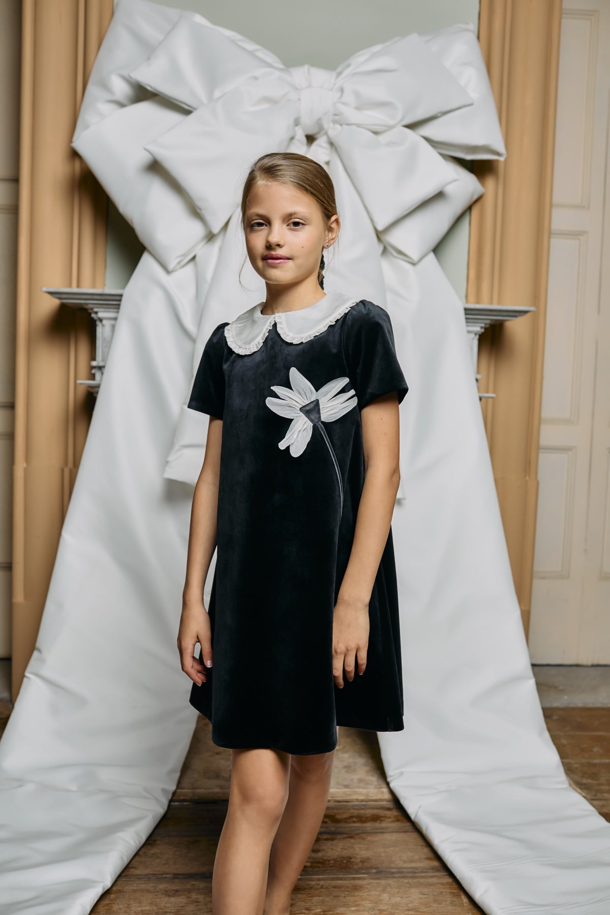 Black Woven Flower Dress