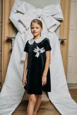 Black Woven Flower Dress