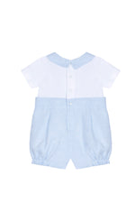Patachou Baby Boys White Cotton & Blue Linen Shortie | Casa Childrenswear