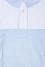 Patachou Baby Boys White Cotton & Blue Linen Shortie | Casa Childrenswear