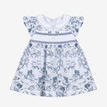 Patachou Baby Girls White & Navy Print Smocked Dress | Casa Childrenswear